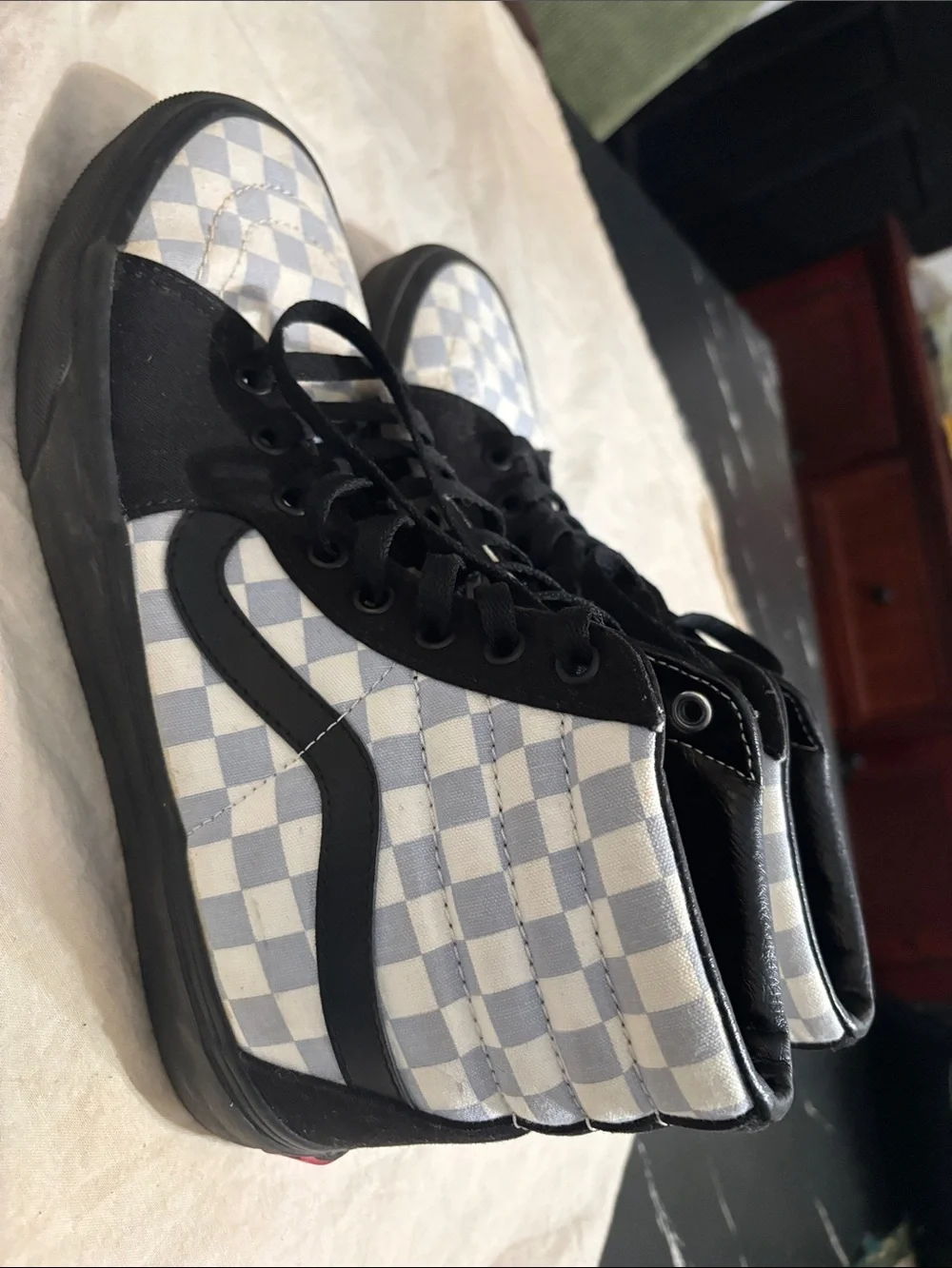 Vans Unisex Chukka Boots in Black and Light Blue Checkerboard